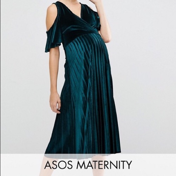 green velvet maternity dress